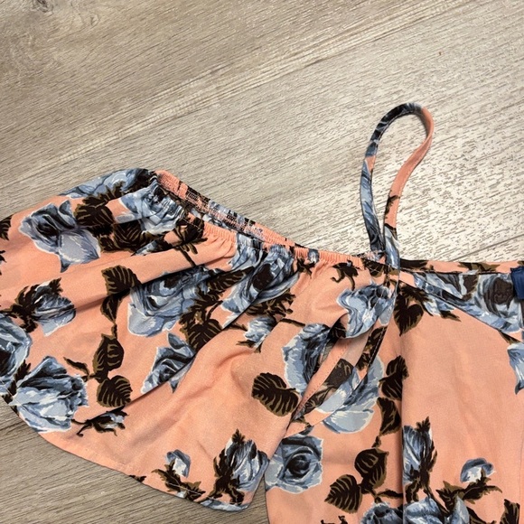 Blue Rain Floral Off-Shoulder Blouse in Peach and Blue - Picture 2 of 4